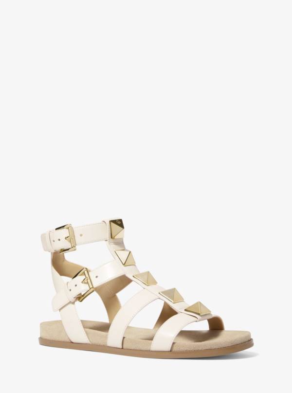 Damske Sandále Michael Kors Wren Studded Leather Krém - Topanky Michael Kors Outlet | TGNDW-1672